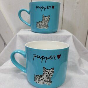 Opalhouse 16oz Stoneware Coffee Mug Pupper – Blue Yorkie Dog Design – Set of 2